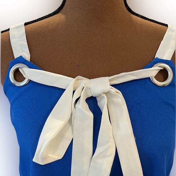 After Market Blue Blouse with Tie Front and Grommet Details - NWT - Picture 2 of 6